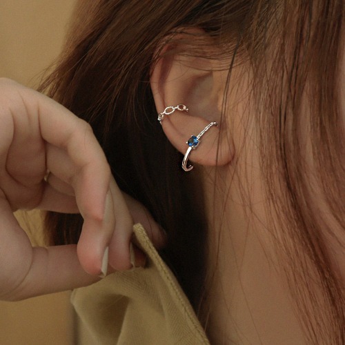 실버 925 순은 딱붙는 여성 큐빅 귀걸이